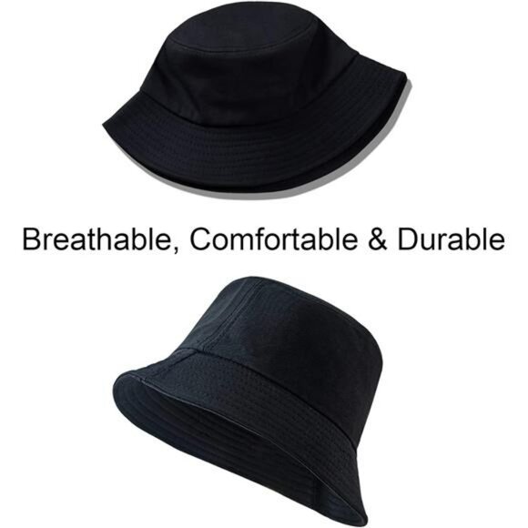Unisex Cotton Bucket Hat Summer Sun Hat UV Protection Beach Fishing Cap - Picture 4 of 7
